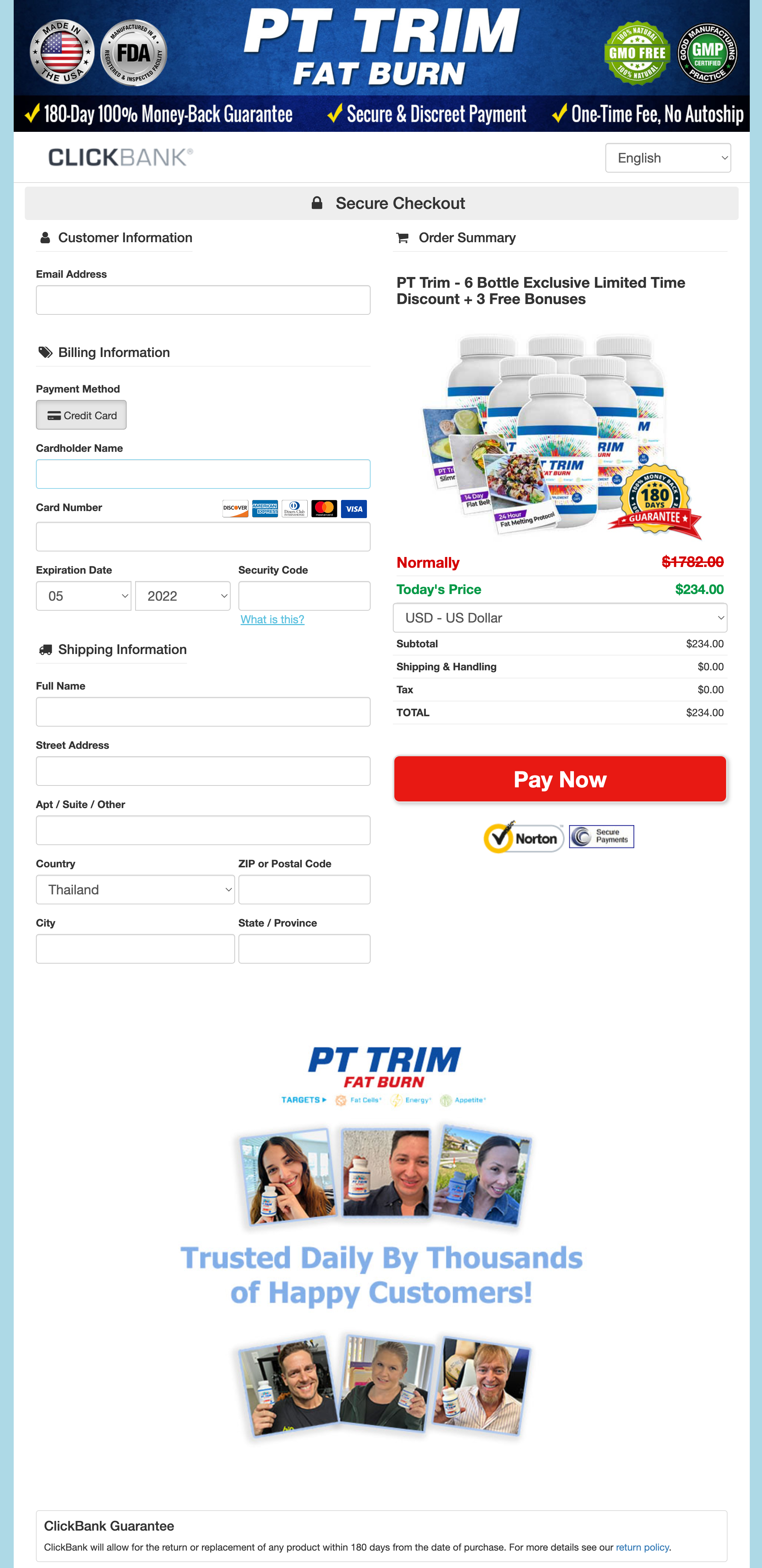 PT Trim Fat Burn - Order Page